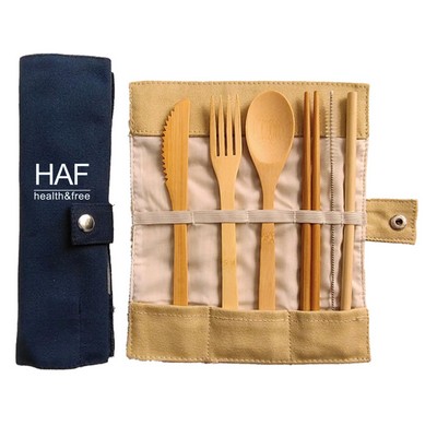 Bamboo Cutlery Set with Cloth Bag