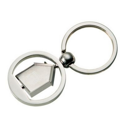 House Shaped Metal Rotating Center Keyring