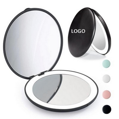 Compact 10x Magnification Mirror with Integrated Light