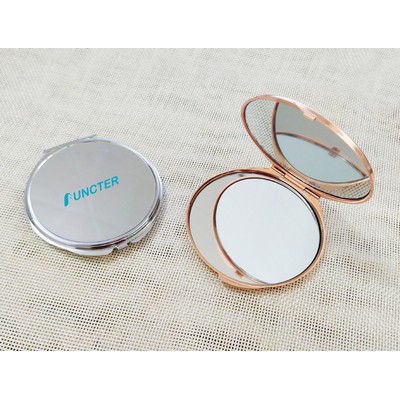 Round Metal Foldable Cosmetic Mirror Compact