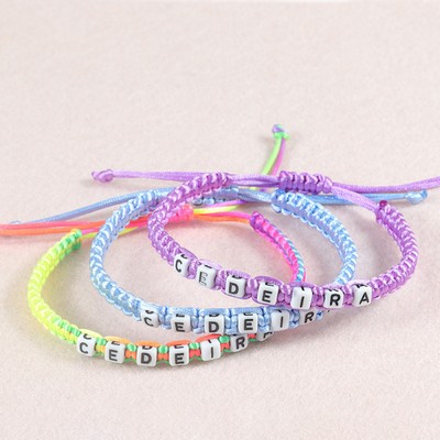 Braided Rope Acrylic Letter Bracelet Adjustable Length