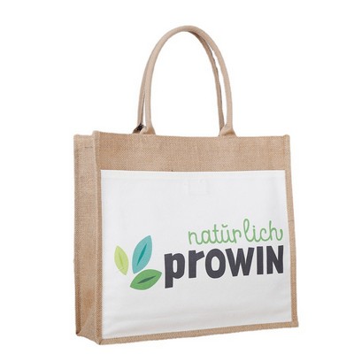 Jute Tote Bag with Front Pocket