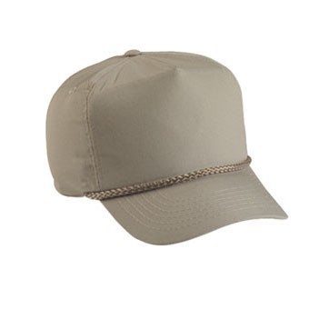 Poplin 5 Panel Cap W/ Leather Strap & Brass Buckle