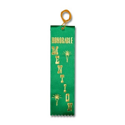 2"x8" Honorable Mention Stock Carded Award Ribbon