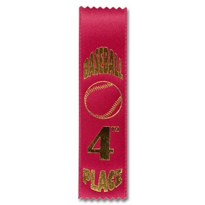 2"x8" 4th Place Stock Baseball Lapel Event Ribbon