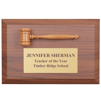 4" x 6" Plaque w/ 3 1/2" Petite Miniature Gavel