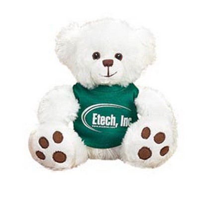 7" Parker White Bear Stuffed Animal w/T-Shirt (7")