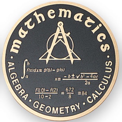 2" Mathematics Etched Enameled Medallion Insert Disc