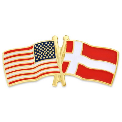 USA & Denmark Flag Pin