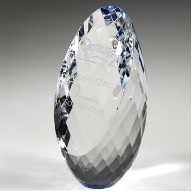 Gem-Cut Ellipse Crystal Trophy - SMALL (SANDBLASTED)