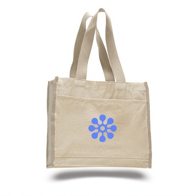 Q-Tees Natural Beige Canvas Gusset Tote Bag