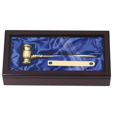 8" Deluxe Solid Brass Gavel Presentation Sets