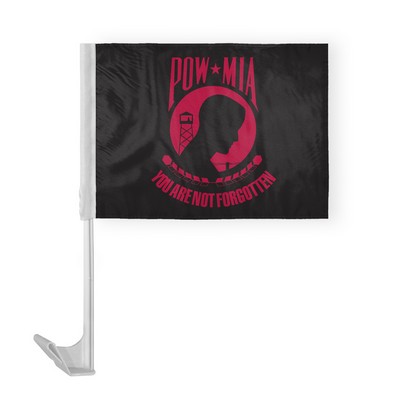 POW MIA Car Flags 10.5x15 inch Premium (black & red)