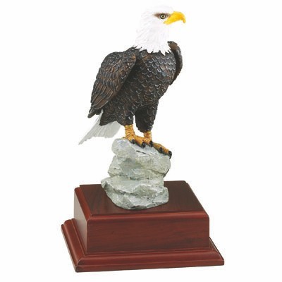 10¾" Majestic Eagle Trophy Atop Faux Rock on Wood Base