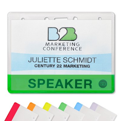 Horizontal Event-Size Vinyl Badge Holders with Translucent Color Bar