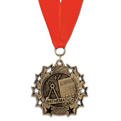 2 1/4" Math TS Medal w/ Grosgrain Neck Ribbon