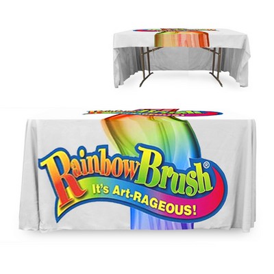 4' Premium PolyKnit™ 3-Sided Open Back Throw Style Table Cover w/Full Dye Sub Logo (48"x30"x29")