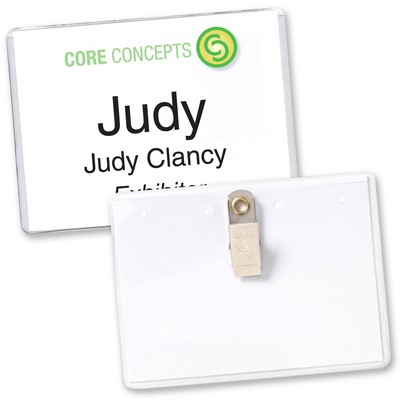 4" x 3" Biodegradable PVC Name Tag Holder, Clip