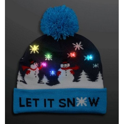 LED Winter Beanie, Blinky Snowman Hats