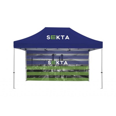 10x15ft Deluxe Hex Aluminum Frame (40mm post, 1.5mm gauge) w Dye Sublimation Canopy + Full Wall