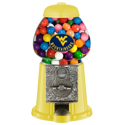 Yellow 9" Metal w/Glass Gumball / Candy Dispenser Machine w/ Full Color Logo