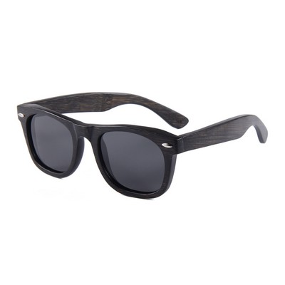 Bamboo Sunglasses - Smoke Polarized Lenses - Black Bamboo Frames