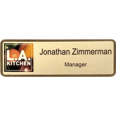 Brushed Gold Metal Frameless Brass Badge (1"x 3")