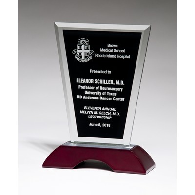 Clear Glass Award With Black Silk Screened Background-8"