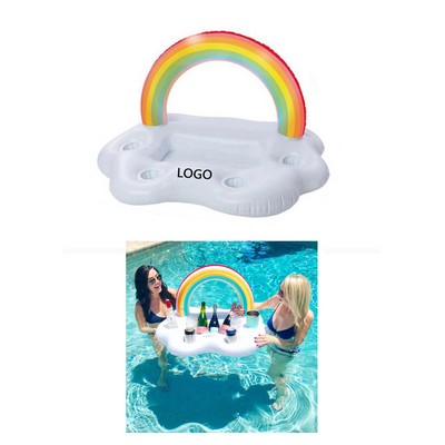 Rainbow Cloud Drink Holder Inflatable Coasters Water Toys