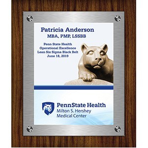 11" x 13" Stand-Off Plaque-Aluminum/Walnut Wood Panel-Vertical