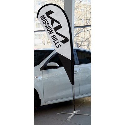 Custom Double Sided Teardrop Flag Kit w/Ground Spike Spindle Base