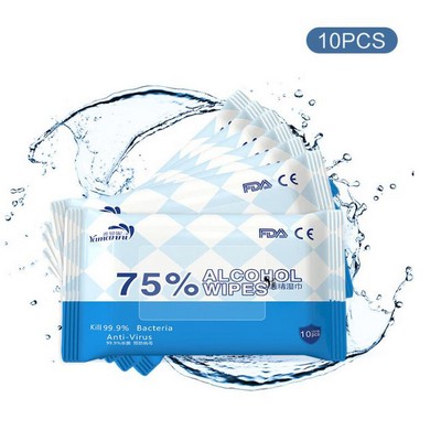 FDA And CE Approved 10 pcs Pack Disinfection Antibacterial Sanitizing Alcohol Wet Wipe