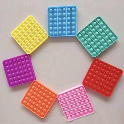 Silicone Solid Color Square Popper Toy