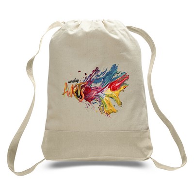 Natural 12 Oz. Canvas Cinch Backpack - Full Color Transfer (14"x18"x2")