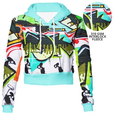 Women's 310 GSM Interlock Fleece Full Color Sublimation Midriff Hoodies