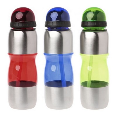 24 Oz. Flip Straw Bicycle Stainless Steel Water Bottle