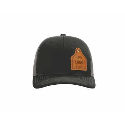 Full-Grain Leather "Cow Tag" Patches on Hats | Richardson 112 Trucker Meshback | Select Hat Color