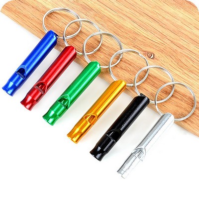 Survival Aluminum Emergency Whistle w/Keychain