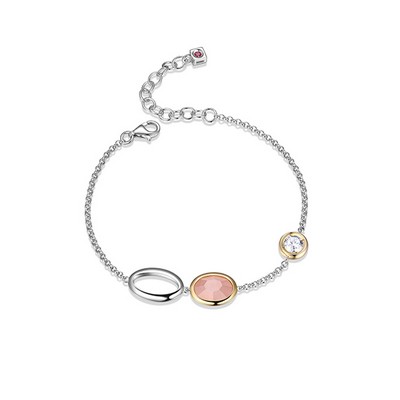 ELLE "Mirage" Rose Quartz and White Topaz Bracelet - Silver and Gold