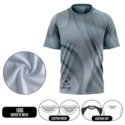 Unisex and Kids' Full Sublimation Short Sleeve T-Shirt - 160G Performance Grade Birdseye Mesh