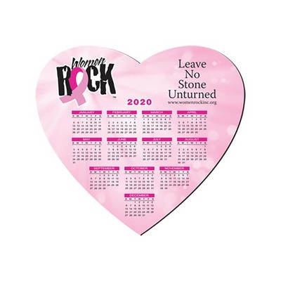 8"X8" Heart Hard Surface Calendar Mouse Pad 1/8" Rubber Base