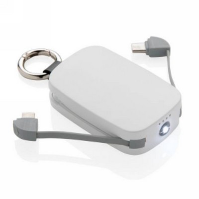 1200 mAh Keychain Powerbank with Integrated Cables