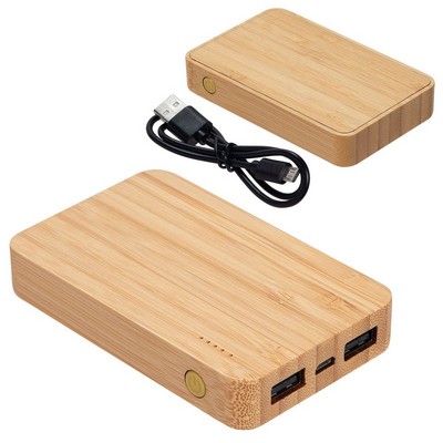 Bamboo 5000mAh Dual Port Power Bank with Wireless Charger