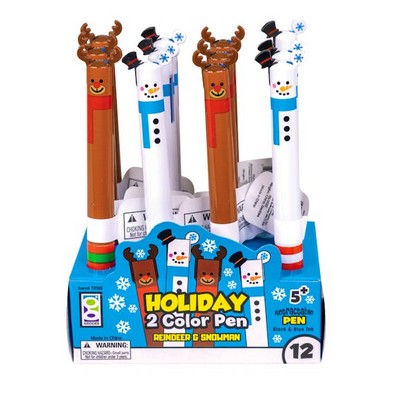 Holiday 2-Color Pens - Snowmen & Reindeer (Case of 144)