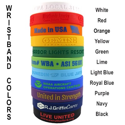 Custom Debossed Adult Size Silicone Wristband 8"