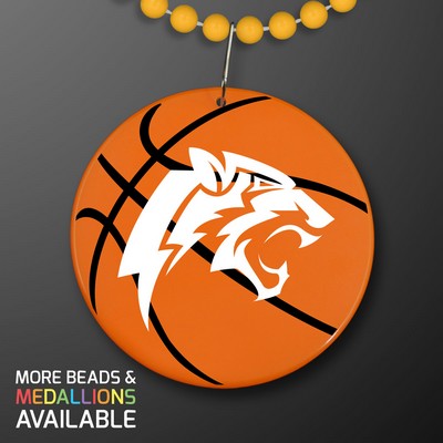 Basketball Medallions on Yellow-Gold Beads Necklace (NON-Light Up)