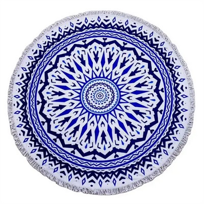 60'' Full Color Round Beach Towel With Tassels