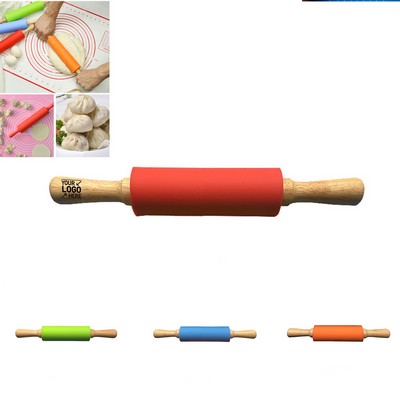 Silicone Rolling Pins For Baking 9 Inch Wooden Handle