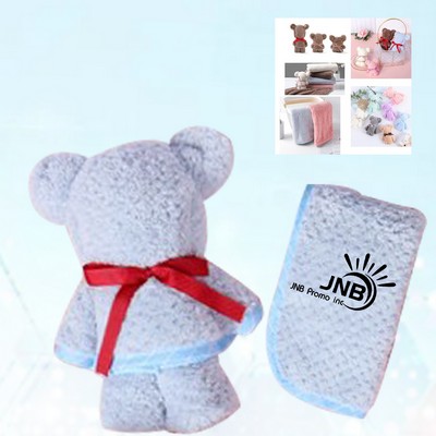 Bear Bath Towel Gift Soft Coral Fleece Hand Towels Bear Towel