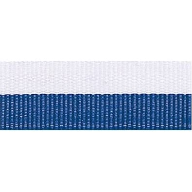 "V" Neck Ribbon - Blue/White - Snap Clip - 1-1/2" Wide x 32" Long